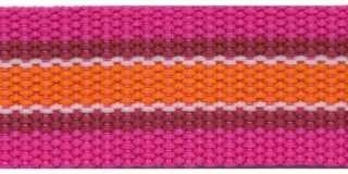 Tassenband 3 cm streep roze/wit/oranje.