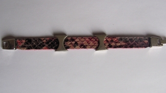 Armband roze slangenprint leder