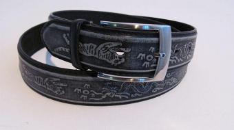 Riem zwart met dierprint