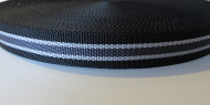 Tassenband extra zwarr 2,5 cm zwart wit gestreept